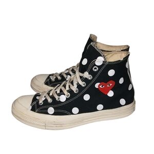 Stylish Black and White Polka Dot High-Top Sneakers